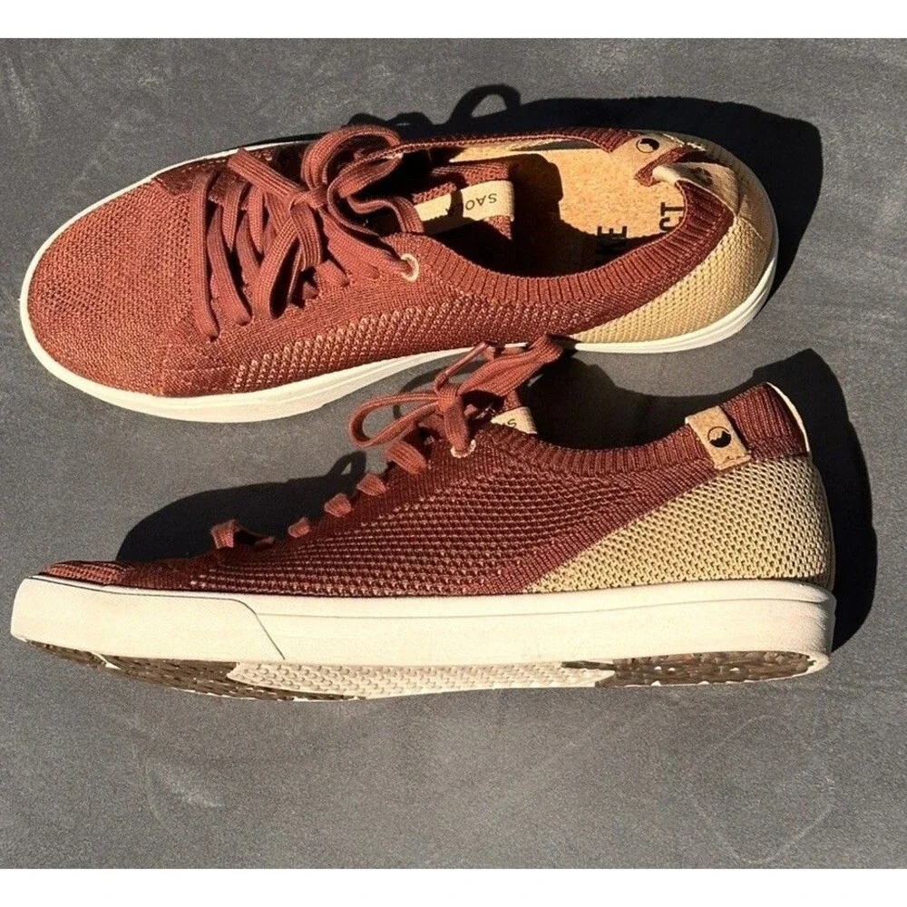 Saola Mens MInimalist Lightweight Sneakers 11.5 M Maroon Mesh Sustainable Shoes